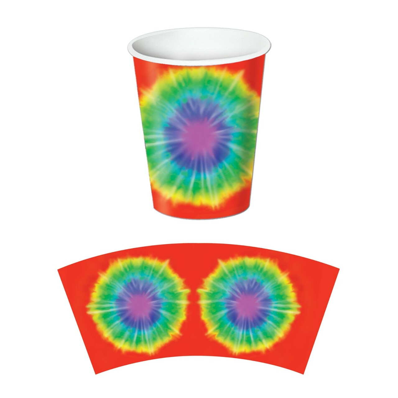 Party Central Club Pack of 96 Red and Green Tie-Dyed Disposable Paper Drinking Party Tumbler Cups 9 oz.